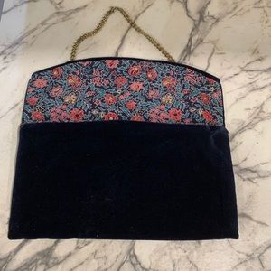 Vintage Navy velvet clutch